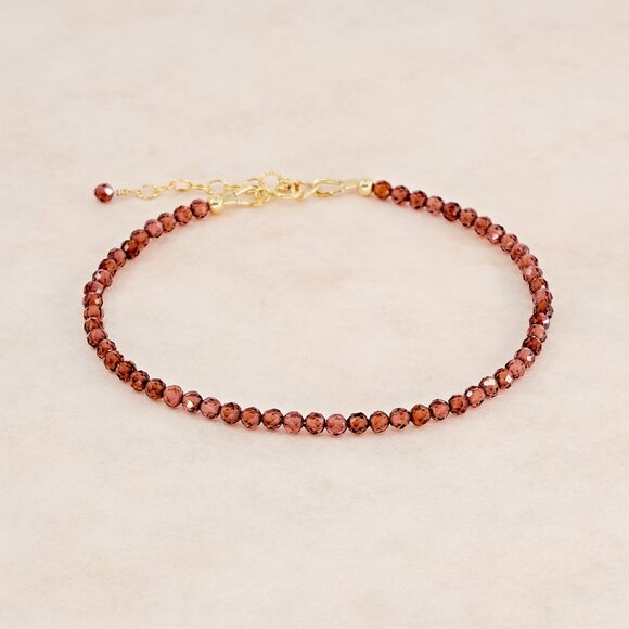 Rare Malaya Garnet Gemstone Bracelet, 14k Gold Filled, Fast Shipping - Picture 7 of 11